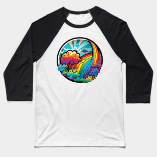 Groovy Psychedelic Rainbow Baseball T-Shirt